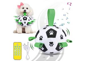 lot 329 image: QDAN Interactive Dog Toys, Moving Dog Balls with Straps, Remote Control missing, Jumping Rolling Bouncing Soccer Ball for Dogs for Small Medium Large Pet