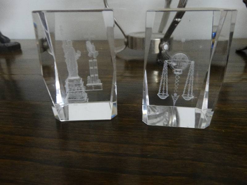 lot 3454 image: 2 laser engraved decor blocks