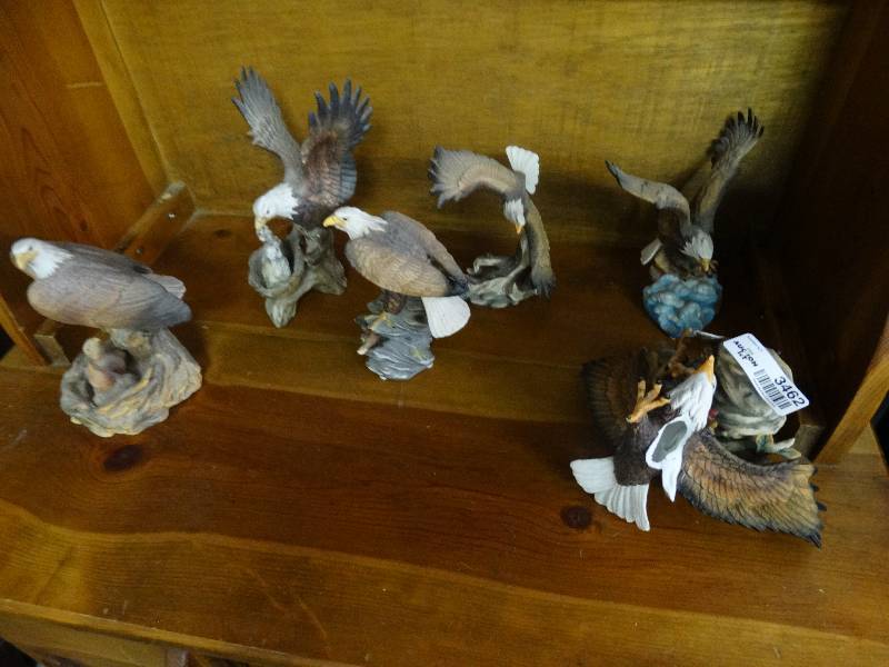 lot 3462 image: 6 various eagle statues