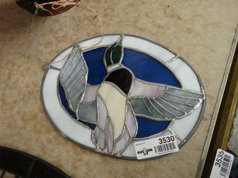lot 3530 image: Stained Glass Mallord Duck Sun Catcher.