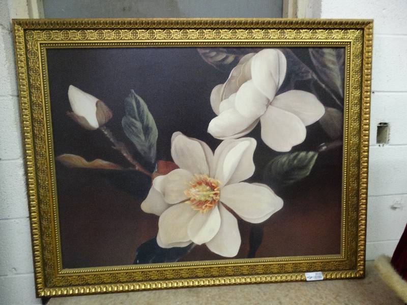 lot 3533 image: Large Framed Magnolia Print.