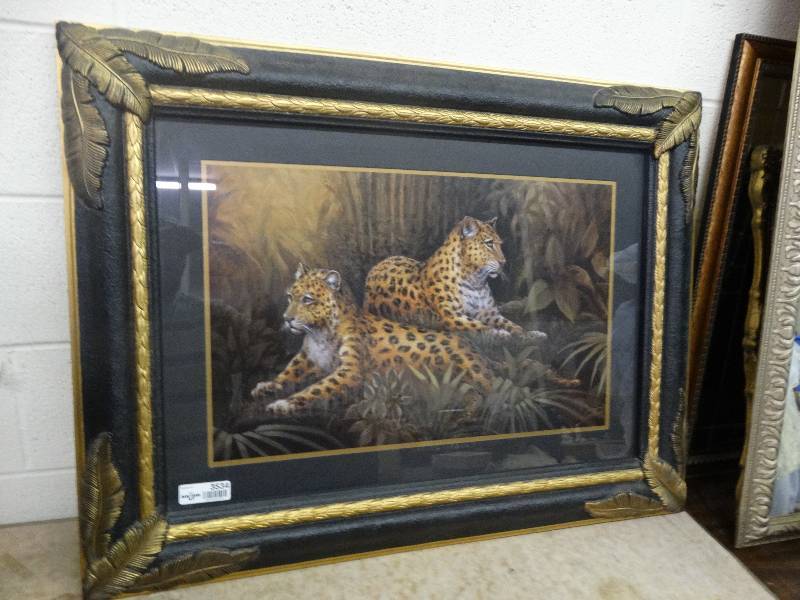 lot 3534 image: Large Matted & Framed Leopard Print.