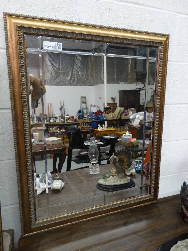 lot 3544 image: Framed Wall Mirror WBeveling.