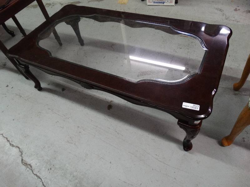 lot 3622 image: Wood & Glass Coffee Table.