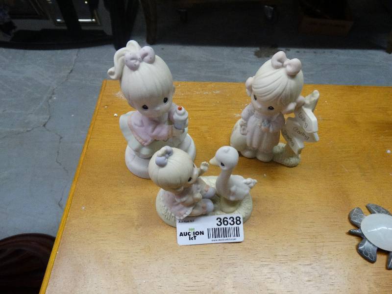 lot 3638 image: 3 pc. Lot of Precious Moments Figurines.