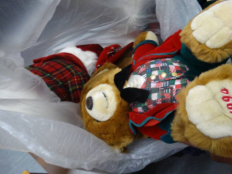 lot 3643 image: Bag of Plush Christmas Bears & Dogs,