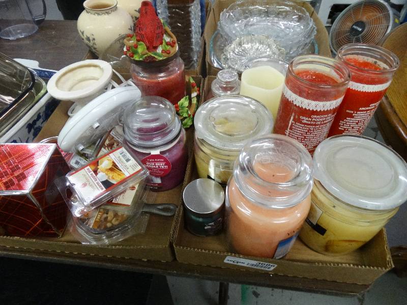 lot 3686 image: Lot of Various Candles, Scented Wax & Warmers.