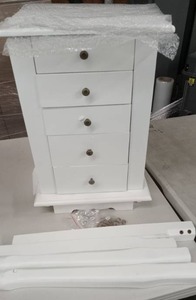 lot 4092 image: White Jewelry Cabinet Model JV11044 with 5 Drawers