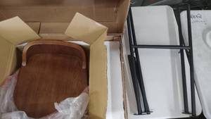 lot 4121 image: Bar Stool Model JV10406CF-1JV11039CF-1 Wood Seat with Metal Frame