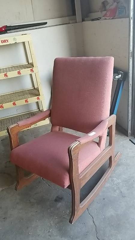 lot 2 image: Comfy Fabric and Wood Rocker