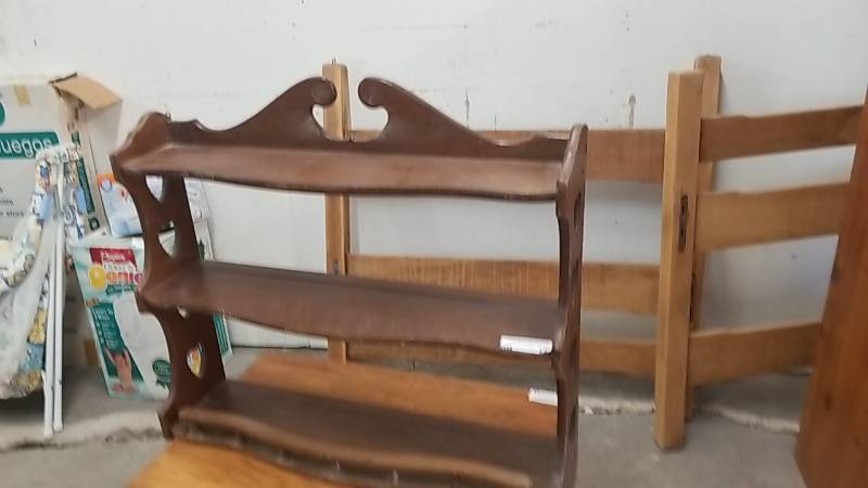 lot 14 image: Pretty Wood Hanging Shelving Unit