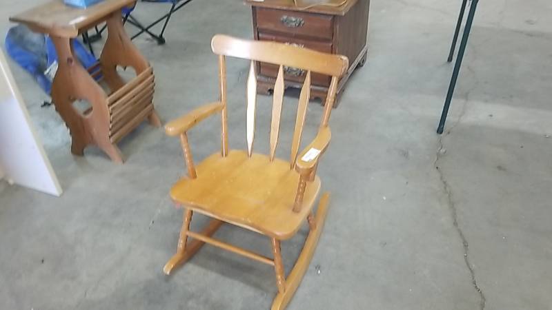 lot 17 image: Child Size Wooden Rocking Chair