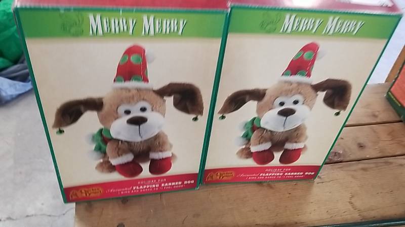 lot 39 image: Lot of 2 Floppy Eared Christmas Dogs- Fun Fun Fun