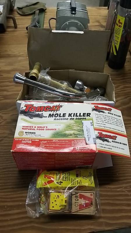 lot 85 image: Mole Killer- Mice Traps AND a Faucet- Random Lot