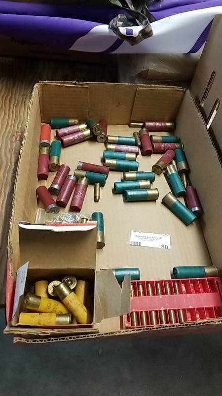 lot 80 image: Flat of Random Ammo- Shotgun 30-30- And Other RoundsShells