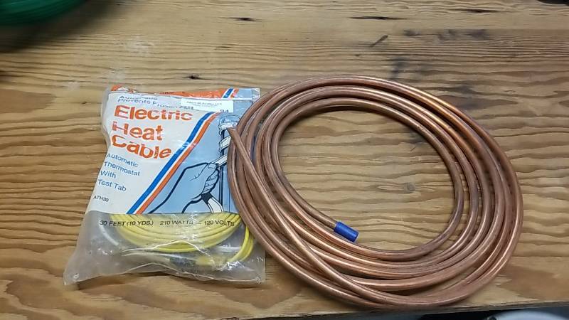 lot 94 image: Copper Tubing and NEW Electric Heat Cable