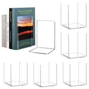 lot 1617 image: HappyHapi Book Ends, 12 Pcs Book Ends, Acrylic Bookends for Shelves, Clear Book Ends, Non-Skid Decorative Bookend, Study Book Organizer for Home Library Office, 5 x 5 x 7.3 inch