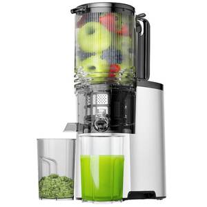 lot 1618 image: Cold Press Juicer, 5.8 Wide Feed Chute Juice Extractor Machine with 400W, High Juice Yield, Slow Masticating Juicer for Whole Vegetables & Fruits, Premium Silver - Retail $151.22