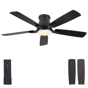 lot 1619 image: Surtime 52 Ceiling Fans with Lights-Low Profile Ceiling Fan with Light and RemoteAPP Control,Flush Mount,DC Reversible,LED Dimmable Blakc Ceiling Fans for Bedroom,IndoorOutdoor Patio Use - Retail $77.8