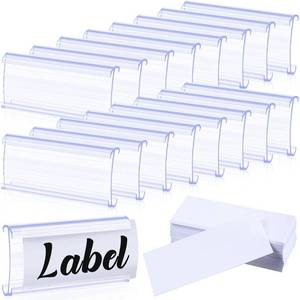 lot 1625 image: Wire Shelf Label Holders Wire Label Holder Plastic Shelf Tags for Wire Shelving Metro Shelving Clips Shelf Label Clips with Label Paper Inserts, Compatible with 1-14 Inch Shelves