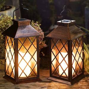lot 1629 image: A 2 Pack TAKE ME 14 Solar Lantern Outdoor Garden Hanging Lantern Waterproof LED Flickering Flameless Candle Mission Lights for Table,Outdoor��Mothers Day Gifts Mom Wife