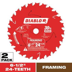 lot 2018 image: A 6-12in. x 24-Teeth Framing Circular Saw Blade for Wood (2-Pack)
