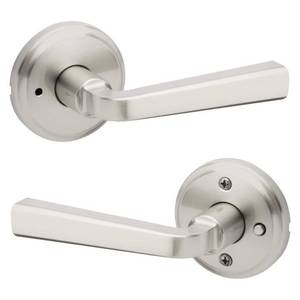 lot 2030 image: Trafford Satin Nickel Reversible Round Straight BedBath Door Handle