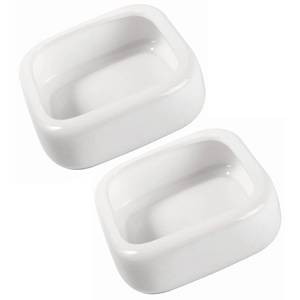 lot 2462 image: Reptile Food Bowls Ceramic Square Reptile Water Food Dish, Pet Food Bowl for Lizards, Young Bearded Dragons, Small Snakes, Gecko Tortoise Spider (White, Medium-2Pack)