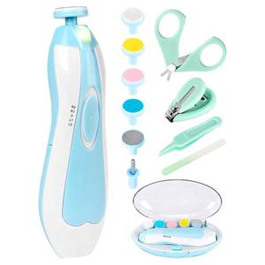 lot 2470 image: Baby Nail Trimmer Electric-12 in 1 Baby Nail Clippers Safe Baby Nail File Kit with a Nail Clipper, Scissor, Tweezers, and Nail Files (Blue)