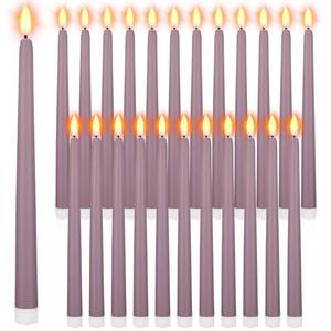 lot 2472 image: Macarrie Flameless Taper Candles Battery Operated 11 Inch Long Candle Light LED Flameless Candlesticks Fake Candles Flickering Tapered Candles for Wedding, Christmas(Light Purple)