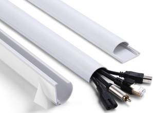 lot 2483 image: Cord Hider 42.5in(3X L14.2in), Cable Hider for 2-4 Cords, Cord Covers for Wires on Wall, Wire Covers for Cords Wall Mount TV, Cable Raceway White, W1.4in x H0.7in