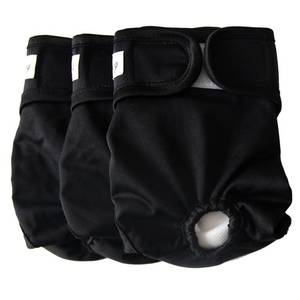 lot 2487 image: JoyDaog 3 Pack Small Dog Diapers for Female Reusable Premium Jean Puppy Wrap,Black S
