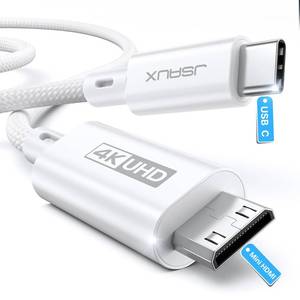 lot 2490 image: JSAUX USB C to Mini HDMI Cable 3FT, High Speed 4K Type C to Mini HDMI (4K30Hz2K60Hz1080P) Uni-Directional Cord Compatible with Portable Monitor, Steam Deck, Laptop, MacBook, iPad Pro, iPhone 15