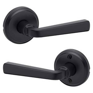 lot 4218 image: Trafford Matte Black Reversible Round Straight HallCloset Door Handle