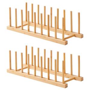lot 6354 image: Worthyeah Bamboo Dish Drying Rack-2 PCS Pot Lid Plate Rack Organizer Holder for Cabinet-Cutting Board Organizer for Dish, Pot Lid, Bowl, Cup, Cutting Board