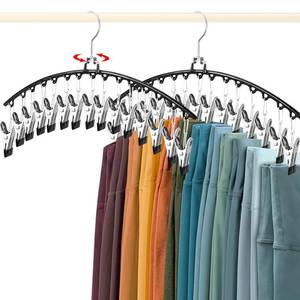 lot 6361 image: 2 Pack Leggings Organizer for Closet Hanging, 360° Swivel Hook Pants Hangers with 30 Clips Holds 30pcs ShortsSkirtsHats, Space Saving Hangers, Closet Organizers and Storage