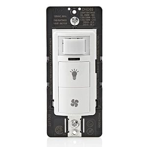 lot 6364 image: Leviton DHD05-1LW Dual Combination Humidity Sensor with Separate Light Switch, automate Bathroom Exhaust Fan, air Circulation, Moisture Control, Single PoleSingle Pole, � HP, White