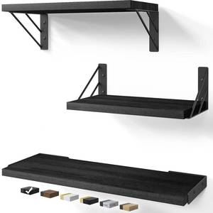 lot 6366 image: BAYKA Wall Shelves for Bedroom Decor, Floating Wall Shelves for Living Room Kitchen Storage, Wall Mounted Rustic Wood Floating Shelves for Kids Books, Corner Shelves for Bathroom, Office(Set of 3)