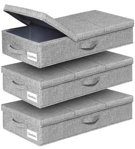 lot 6370 image: punemi Under Bed Storage Containers, 3 Pcs Large Blanket Clothes Storage Bag, Long Flat Firm Sides Underbed Organization And Storage w 3 Handles & Lid For Comforter Toy Closet, 31.115.76 inch Tall