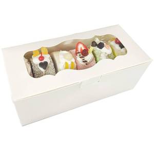 lot 6376 image: Aumodizzy 30pcs 9x4x3.5 Inch Cookie Boxes White Bakery Boxes with Window, Loaf Cake Boxes for Roll Cakes, Desserts, Muffins, Donuts, Candies and Pastries(9 Inch)
