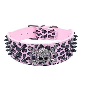 lot 6418 image: Serijoars Spiked Studded Dog Collar, PU Leather Dog Collar, Adjustable Pet Collars for Medium or Large Breed Pet (XL, Leopard2)