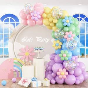 lot 6419 image: HILAVO Pastel Balloon Arch Kit Macaron Pink Blue Green Purple Yellow Pastel Color Rainbow Confetti Latex Party Balloons Garland for Easter Birthday Baby Shower Graduation Wedding Party Decorations