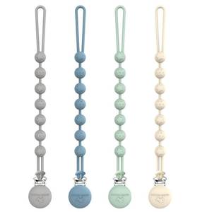 lot 6429 image: Cuddle Campus Silicone Pacifier Clip Holder with One Piece Design, Pack of 4 Soft Flexible Binky Clips with Texture for Baby Boy and Girl Set 2(6M)
