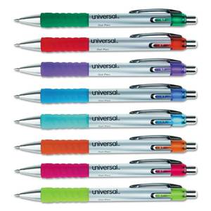 lot 6431 image: Universal 39725 0.7 mm. Medium Comfort Grip Retractable Gel Pen - Assorted Ink and Barrel Colors (1-Set)