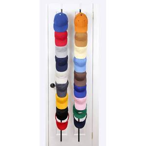 lot 6432 image: Perfect Curve Hat Organizer CapRack  Over-The-Door Hat Rack and Organizer  Baseball Cap Rack  Hat Rack for Door  Cap Organizer  2 Straps  Holds 18 to 36 Adjustable Caps Black