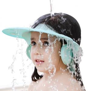 lot 6436 image: Shower Cap for Kids, Baby Shower Cap bath wash Shampoo rinser shield Hat Adjustable head hair Visor Protection Toddler and Children,Prevent water from entering eyes and ears(Blue)