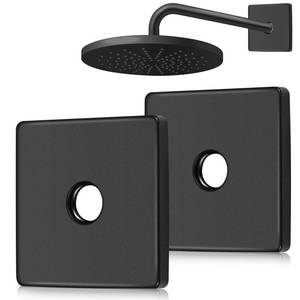 lot 10277 image: 3.5 Inch Large Shower Arm Flange Square Plumbing Cover Plates Large Size Universal Replacement Escutcheon Cover Plate for Covering Gaps, Holes, Fits All Standard 12 Pipes (Black, 1 Pack)