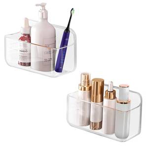 lot 10279 image: CGBE 2 Packs Cabinet Door Organizer, Acrylic Adhesive Shelf Wall Mounted Storage, Self Adhesive Shower Shelves Without Drilling, Automatic Draining Clear Shower Organizer for Bathroom
