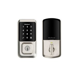 lot 10282 image: Kwikset - Halo Smart Lock Wi-Fi Replacement Deadbolt with AppTouchscreenKey Access - Satin Nickel - Retail $242.47