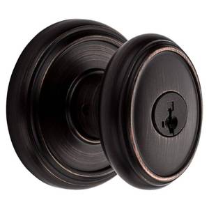lot 10283 image: Baldwin Carnaby Keyed Entry Knob featuring SmartKey�� in Venetian Bronze - Retail $88.4